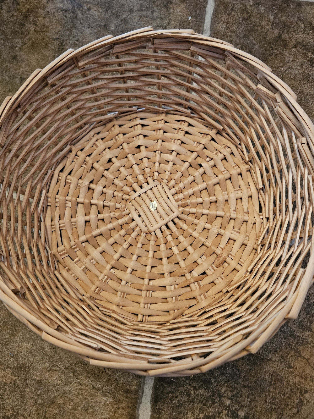 Source Unknown Woven Round Basket in Natural Tan